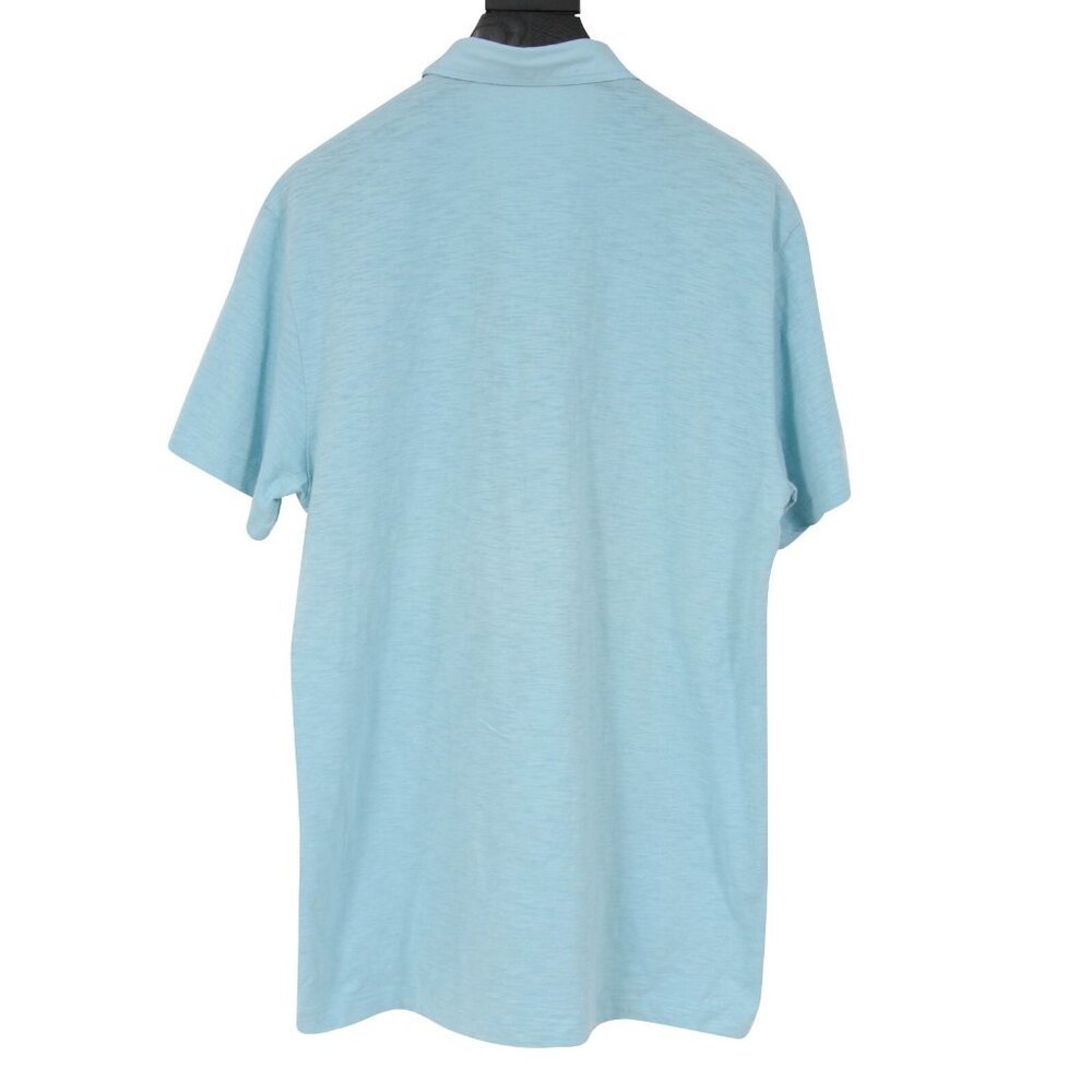 Theory Men Polo Medium Light Sky Blue Four Button 100% Cotton Short Sleeve Shirt - Picture 2 of 7